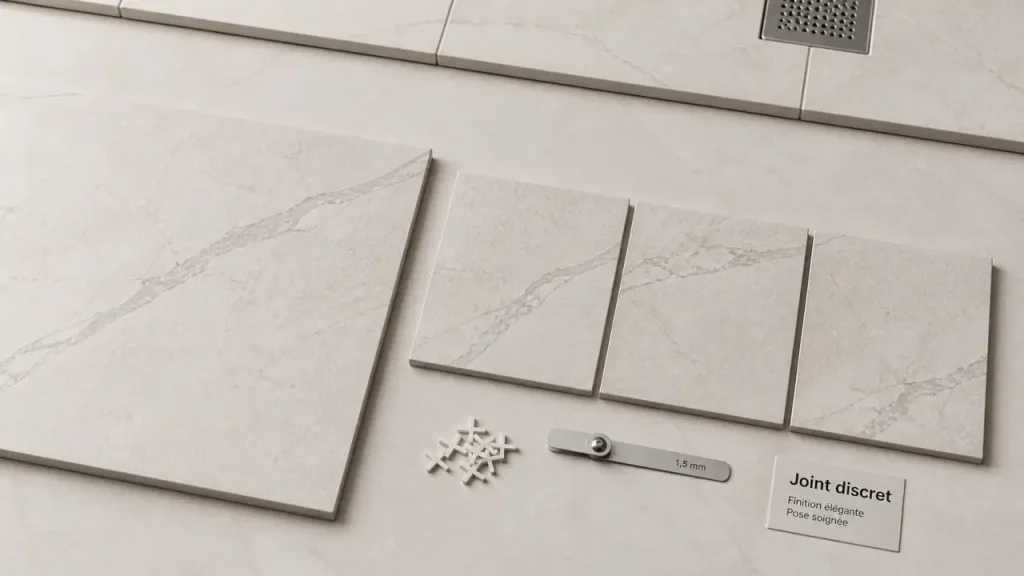 Carrelage rectifié Ceramline Elite format 90x90 effet marbre, joints fins