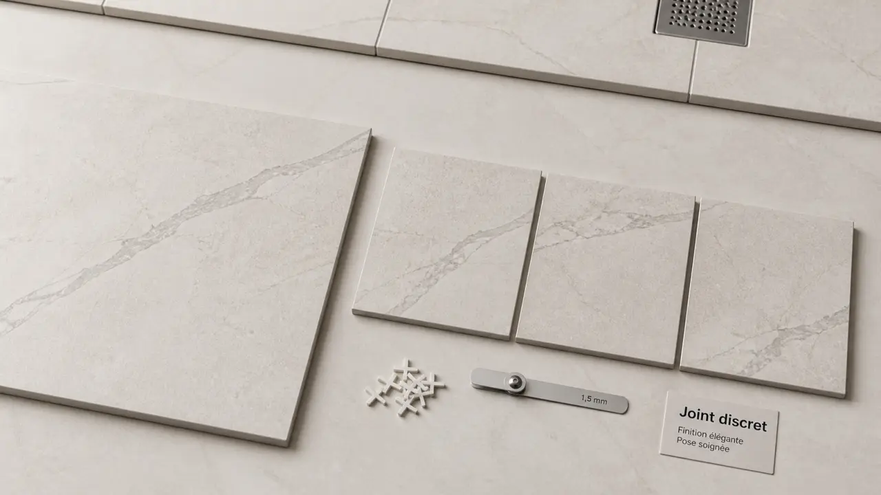 Carrelage rectifié Ceramline Elite format 90x90 effet marbre, joints fins