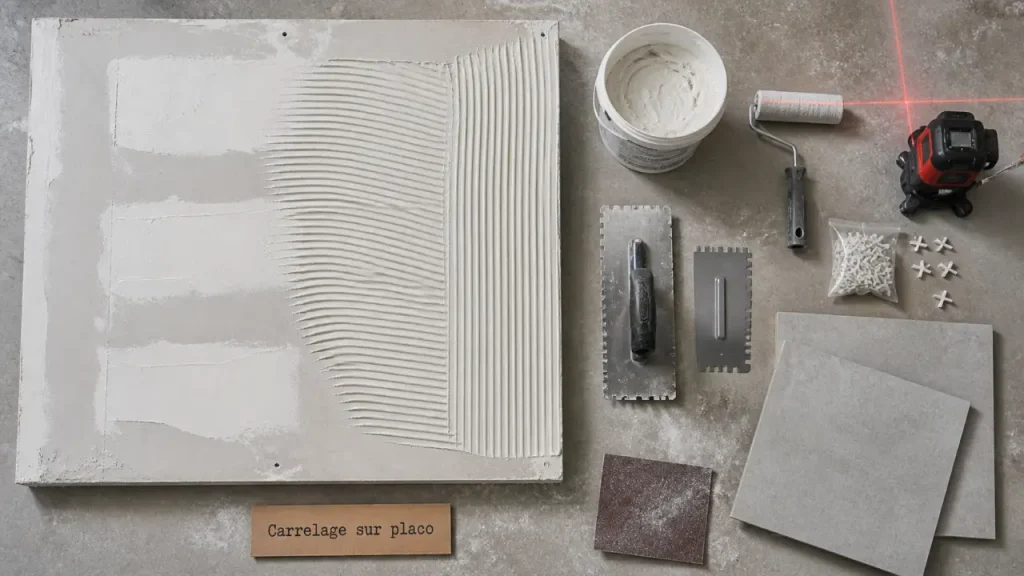 Carrelage sur placo avec colle flexible et croisillons