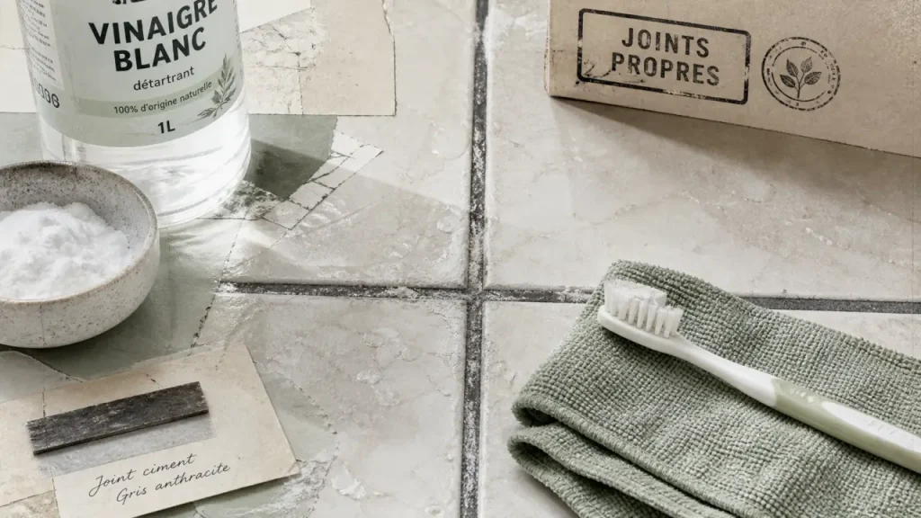 Comment nettoyer les joints salle de bain noirs ou jaunis, vinaigre et bicarbonate