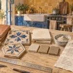 Carrelage provençal en terre cuite et grès cérame, cuisine provençale