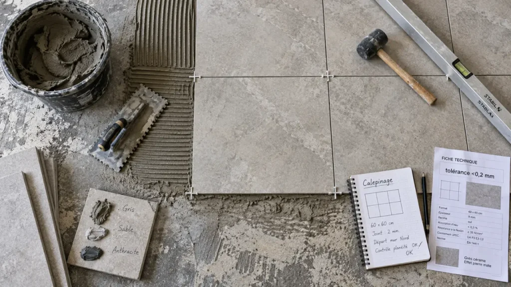 Carrelage rectifié Stonetech Evolutive : des joints de 2 mm, mais une pose sans approximation