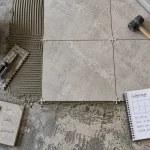 Carrelage rectifié stonetech evolutive pose avec joints de 2 mm, chantier vue de dessus