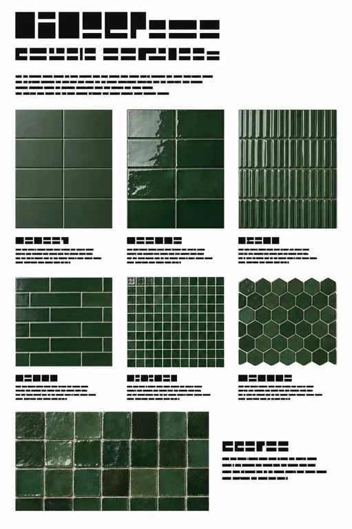 Comparaison des formats et finitions de carrelage mural vert