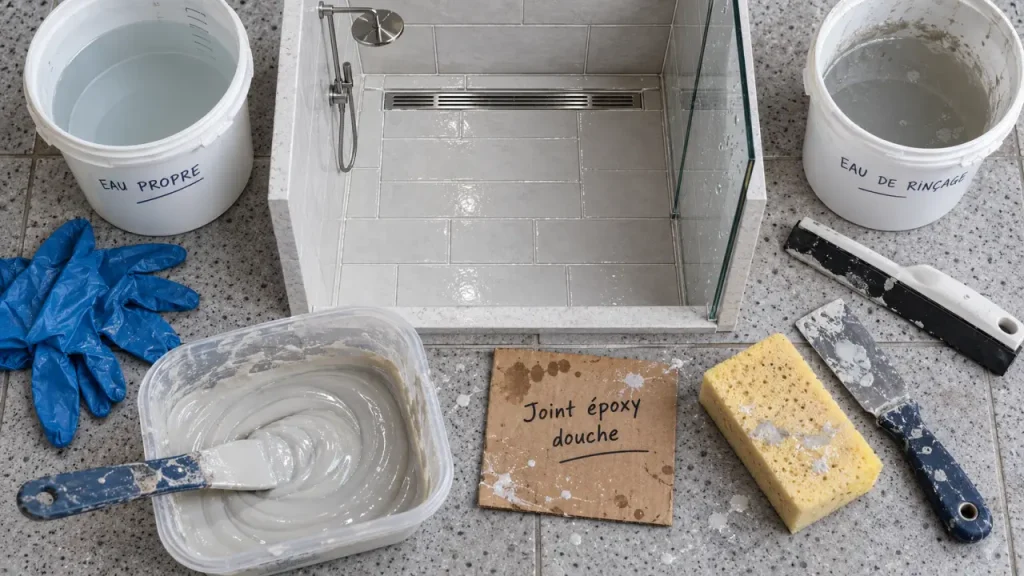 Joint époxy dans une douche : résistant à l’eau, mais exigeant à la pose