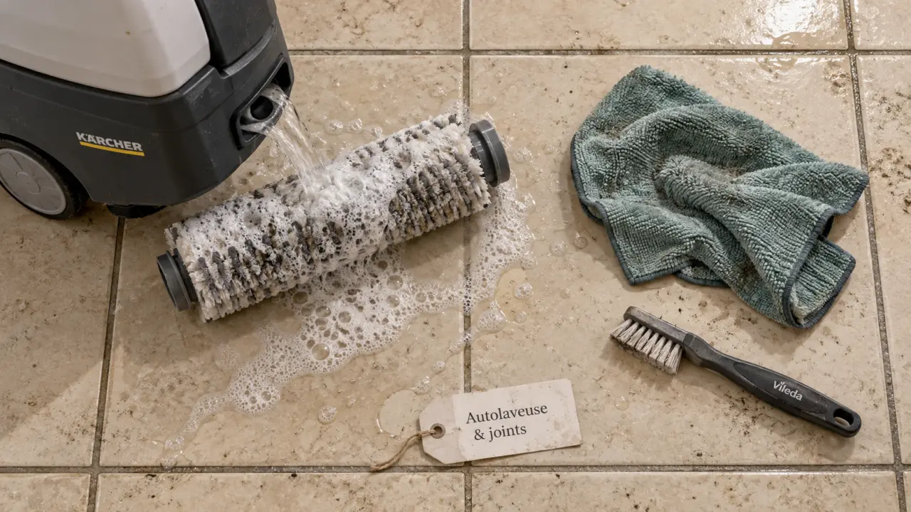 Machine nettoyage carrelage intérieur et joints : autolaveuse vapeur/brossage