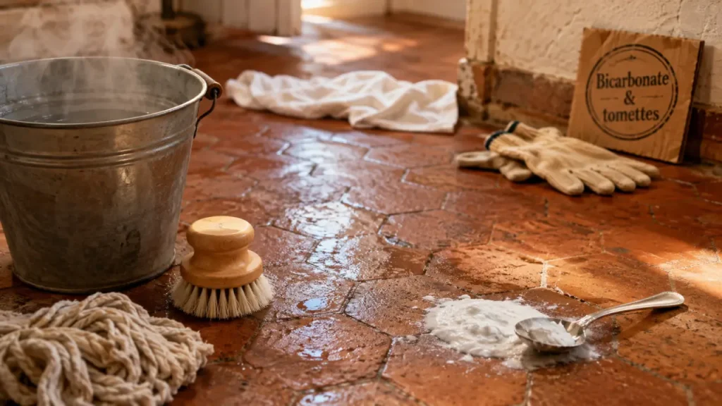 Bicarbonate de soude sur tomettes : la méthode douce pour nettoyer sans auréoles