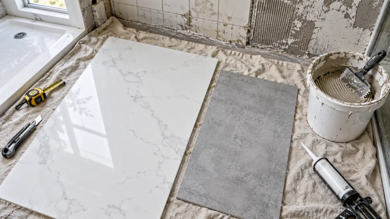 Plaque pour recouvrir carrelage mural salle de bain : panneaux prêts à poser
