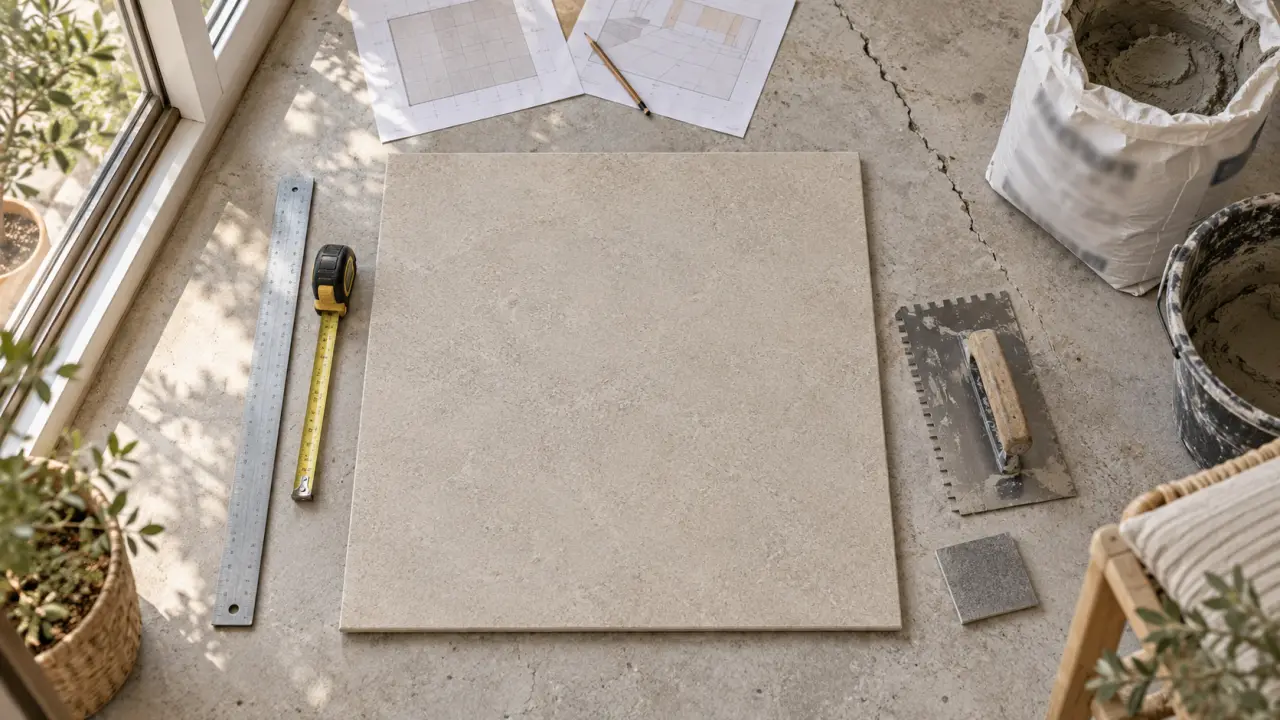 Veranda carrelage : grès cérame beige antidérapant 60x60